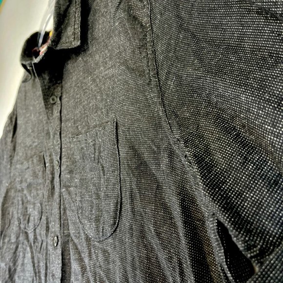 NEW KOTO Mens M Black Shirt Frayed Button Down Western Casual Soft Pockets - Picture 3 of 10